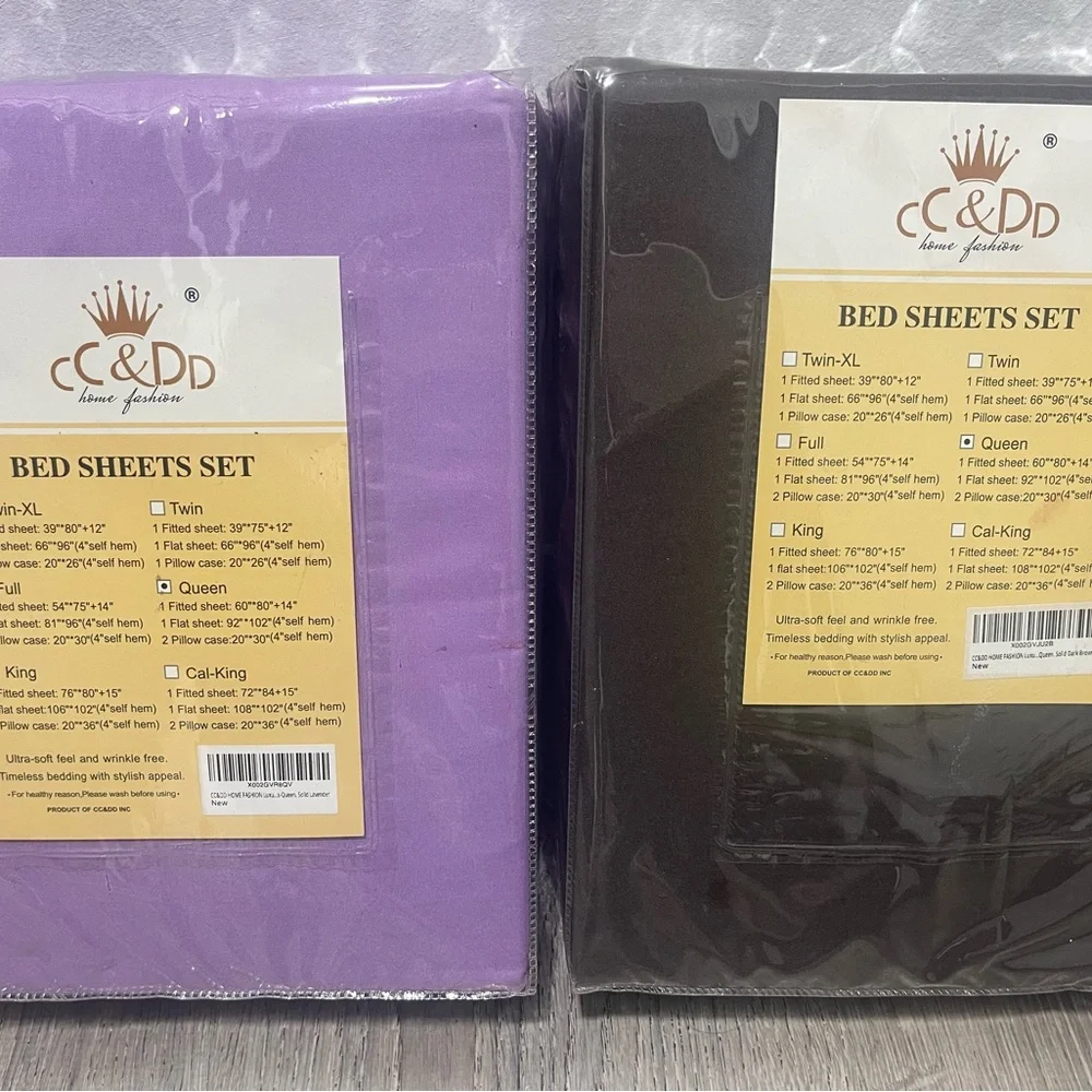 CC&DD Bed Sheets Set - Brown and Purple
